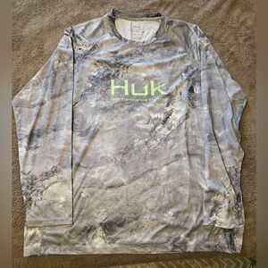 Huk Men's Mossy Oak Pursuit Long Sleeve Fishing Shirt - Grey/Silver